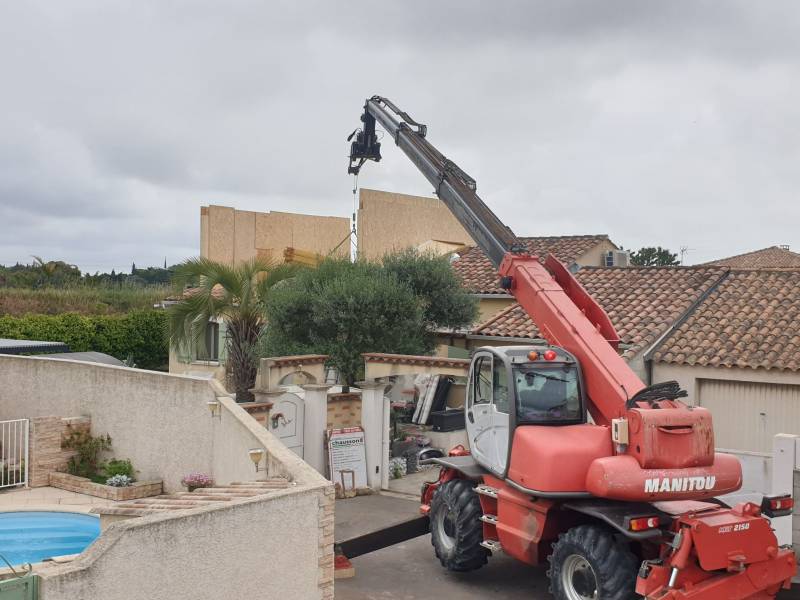 Conception, réalisation et pose de surélévation de maison en ossature bois en région Occitanie, proche de Montpellier (34)