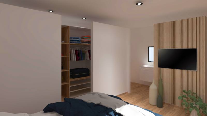 Vue 3D d'une construction de studio de jardin en ossature bois proche de Montpellier