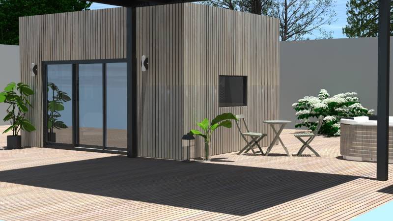 Construction d'une extension en ossature bois à Frontignan, proche de Montpellier dans l'Hérault